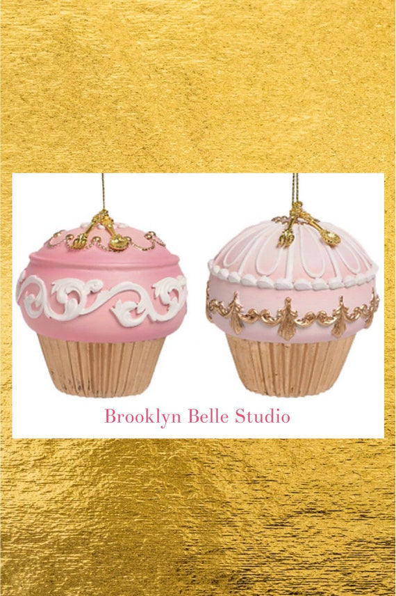 Set Of 2 Pink Faux Cake Decorations