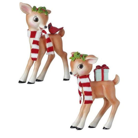Set Of 2 Sparkly Reindeer Ornaments
