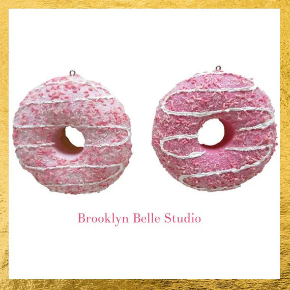 Set Of 2 Shades of Pink Doughnut Ornaments
