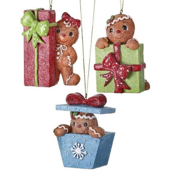 Set Of 3 Large Frosted Gingerbread Ornaments