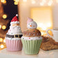 Set Of 2 Pink Santa Cupcake and Mint Snowman Cupcake