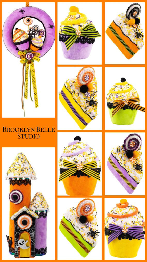 Orange Halloween Cupcake Ornament