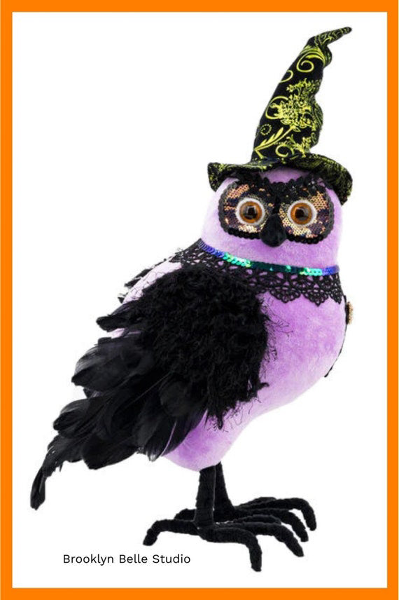 14.5" Black Halloween Owl Decoration