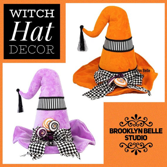 19" Orange Witch Hat Decoration