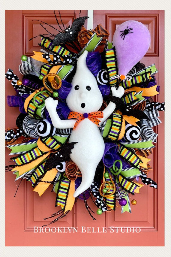 30" Friendly Ghost Decor with Balloon - Spooky and Fun Halloween Decor