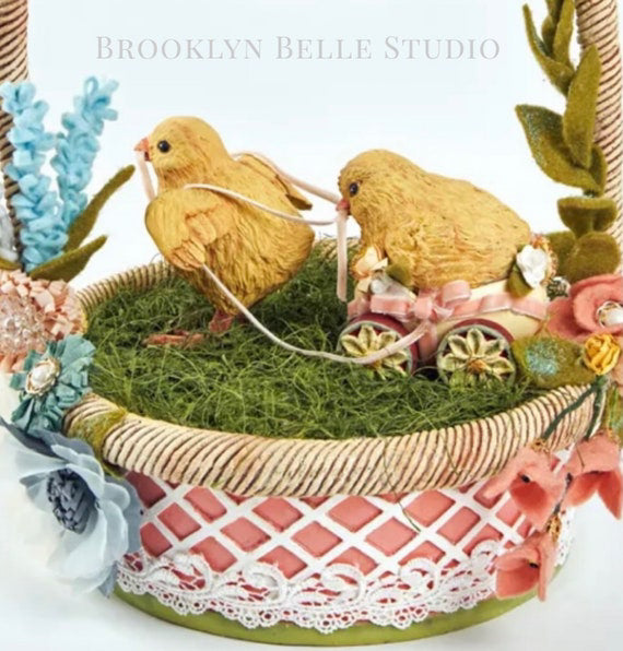 Katherines Collection Luxury Baby Chicks Filled Basket Tabletop - Easter Basket