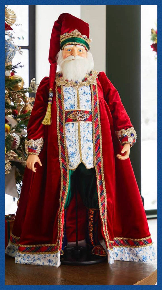 Katherine's Collection 34" Chinoiserie Santa Doll with Stand