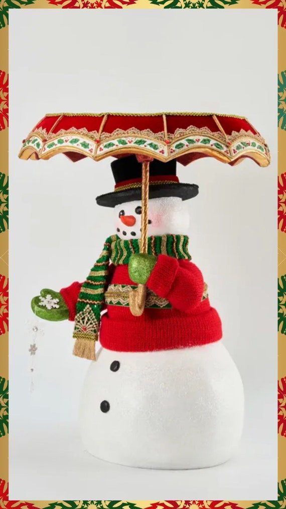 Katherine's Collection Snowman with Umbrella Serving Tray