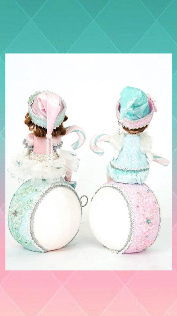 Katherine's Collection Frost and Tenderness, set of 2 assorted Elves on Ornaments