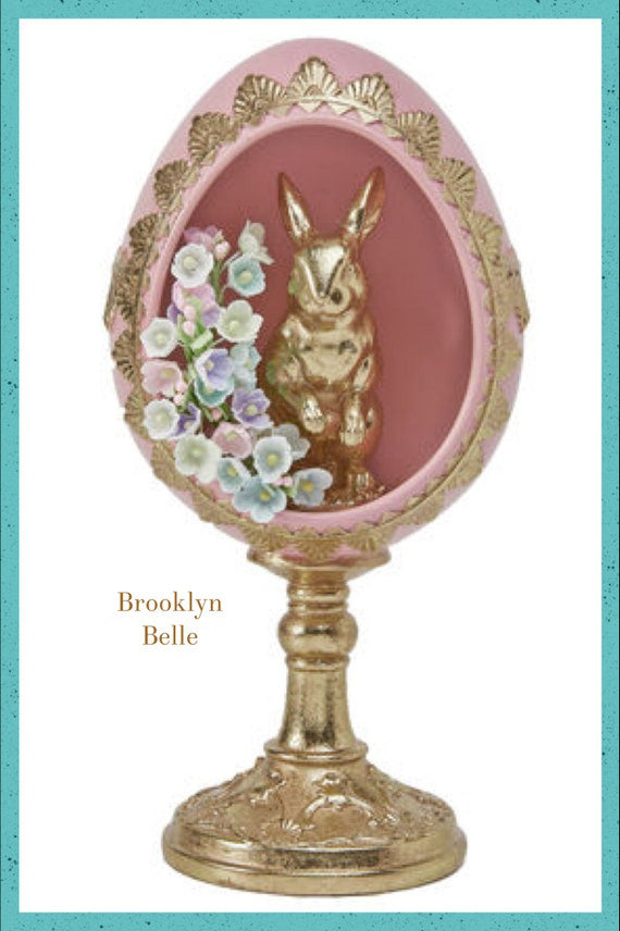 Pink Egg With Gold Bunny Decor   Pink Easter Egg
