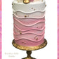 20" Pink Cake With Macaron On Pedestal Decoration