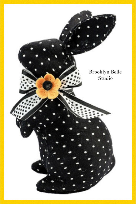 Black Easter Bunny with White Polka Dots Decor