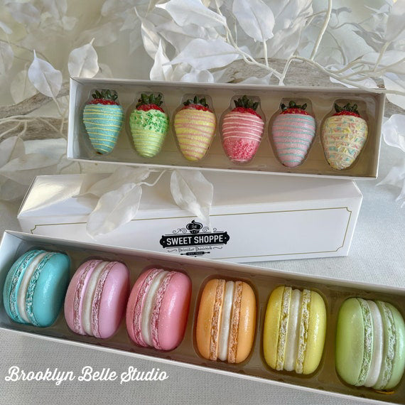 Set Of 6 Pastel Strawberry Ornaments