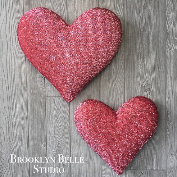 Set Of 3 Red Sparkle Hearts