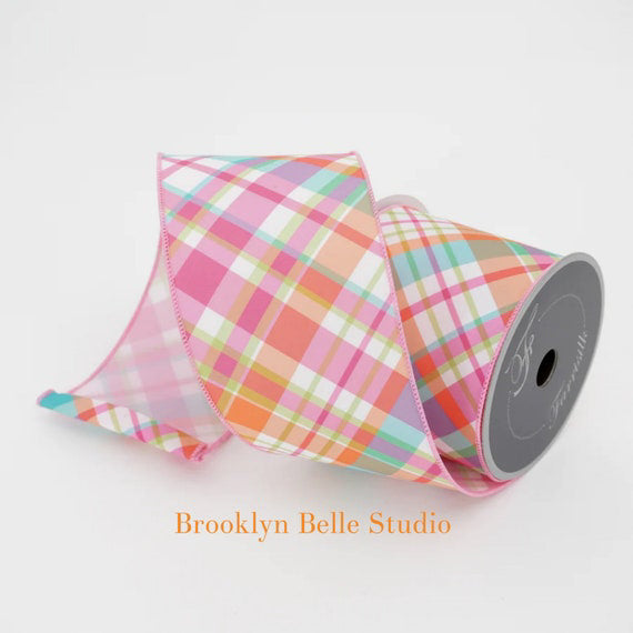 Pink Plaid Pattern Ribbon 2.5 inch Farrisilk Pink Plaid wired Ribbon – Brooklyn Belle