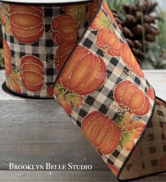 d. stevens 4 inch Sparkly Pumpkin wired Fall Ribbon – Brooklyn Belle