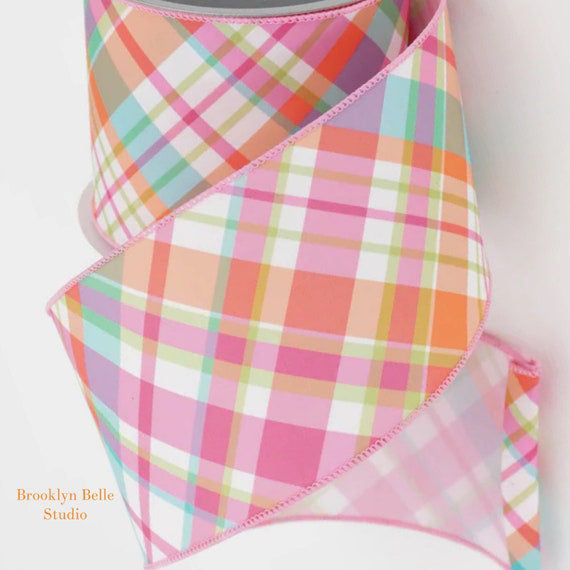 4" Pink Plaid Ribbon