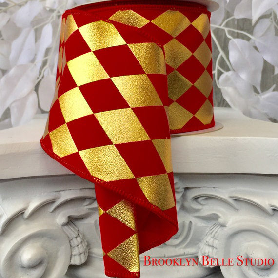 Red And Gold Jester Diamond Ribbon