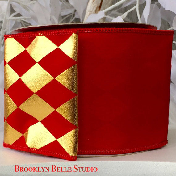 Red And Gold Jester Diamond Ribbon