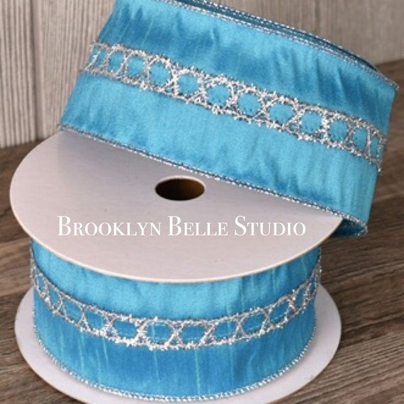 Blue Ribbon With Silver Trim